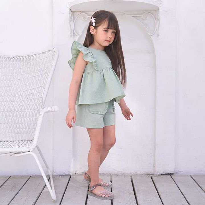 [Set Up Compatible] Frill Peplum Blouse,Light blue, medium image number 9