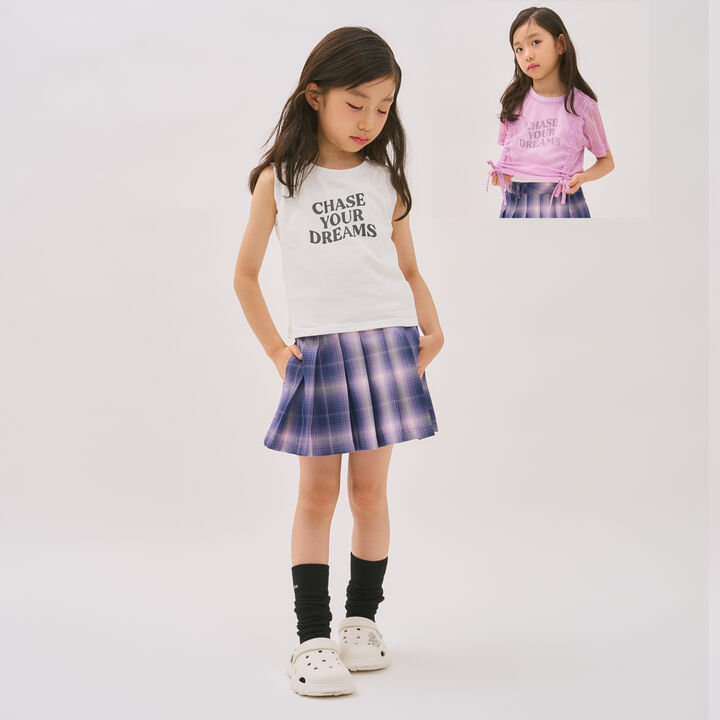 [Inner Lining Included] Mesh Drawstring Short Sleeve T-Shirt,Lavender, medium image number 8