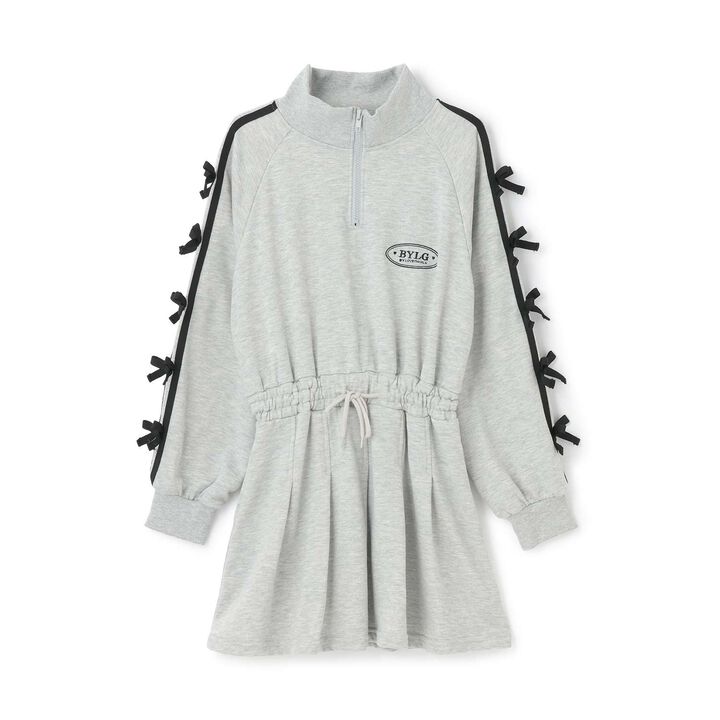 Sleeve Ribbon One-Piece Dress,Medium gray, medium image number 3