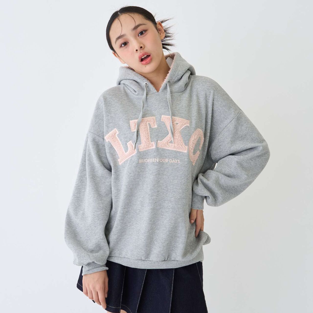 [LTXC] 100% Cotton Wool Lined Boa Logo Hoodie,Black, large image number 2