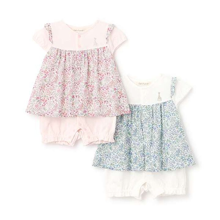 Small Floral Pattern Short All-in-One,Pink, medium image number 8