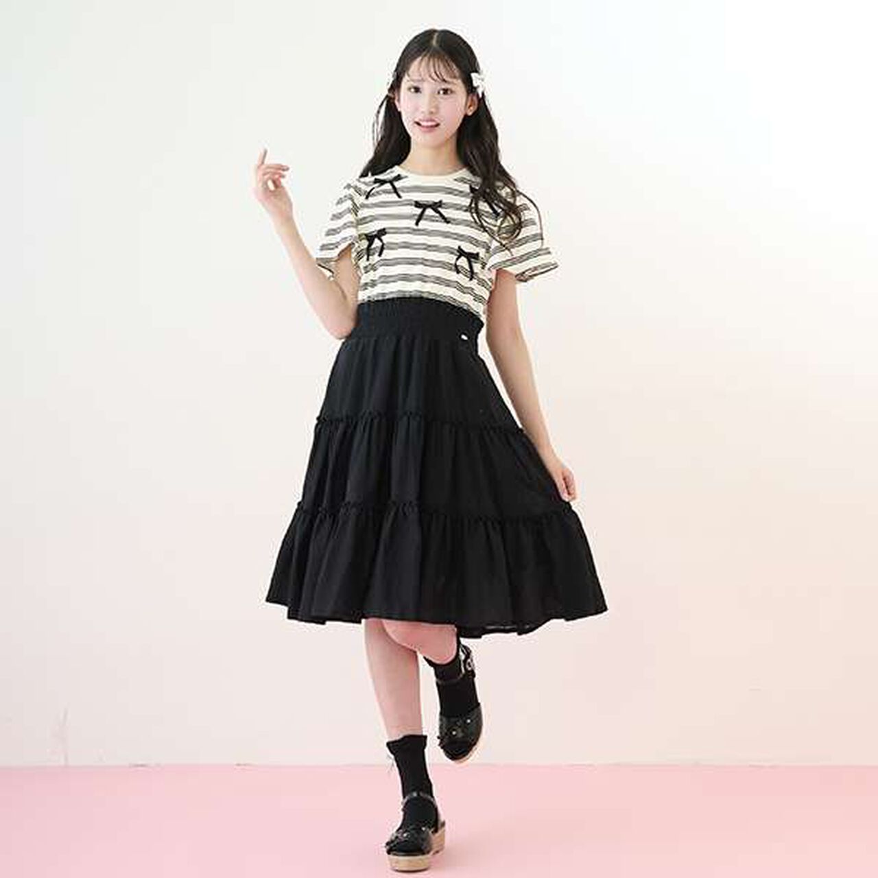 Ribbon & Tiered Docking Dress,Blue, large image number 11