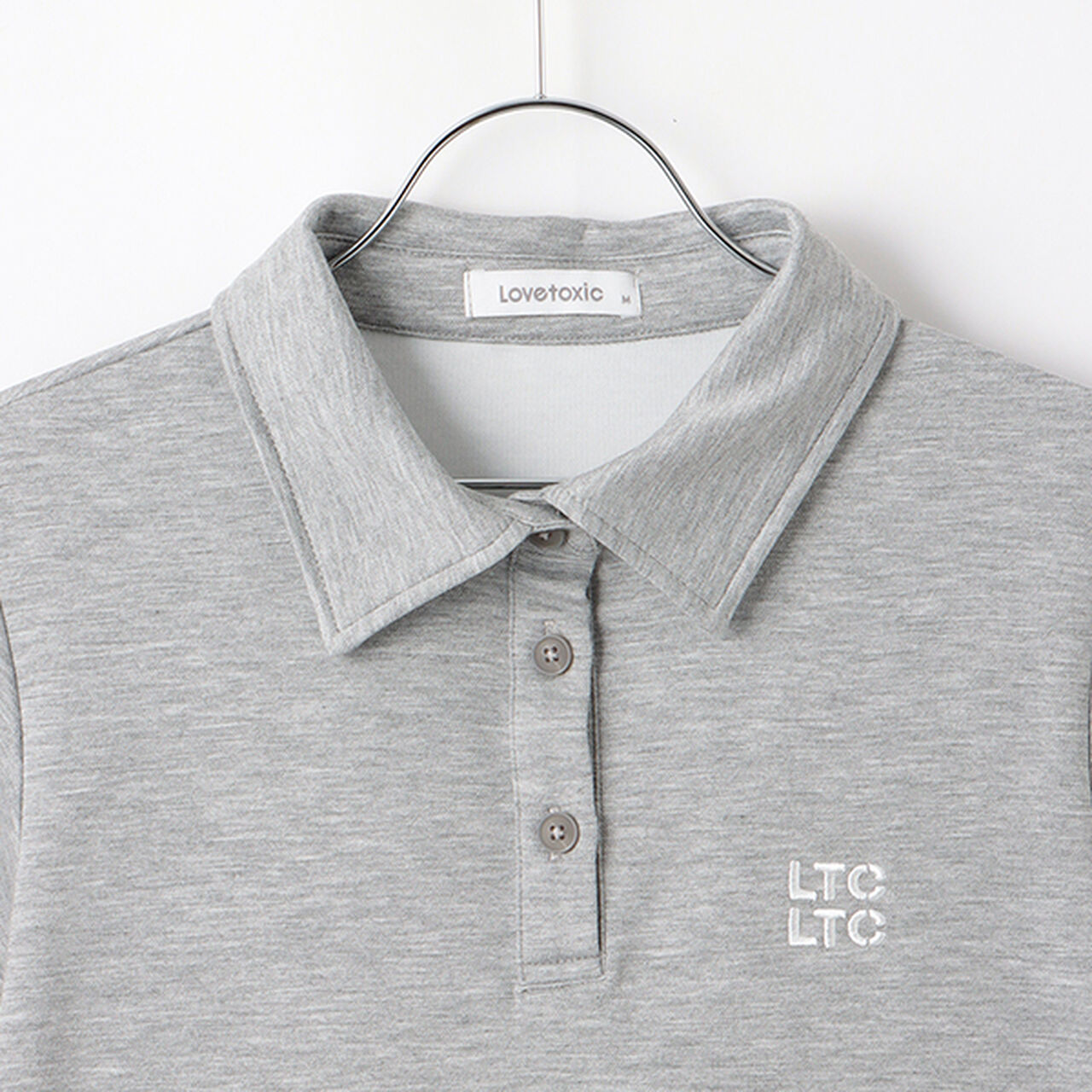 Polo Skirt Outfit Set,Top gray, large image number 3