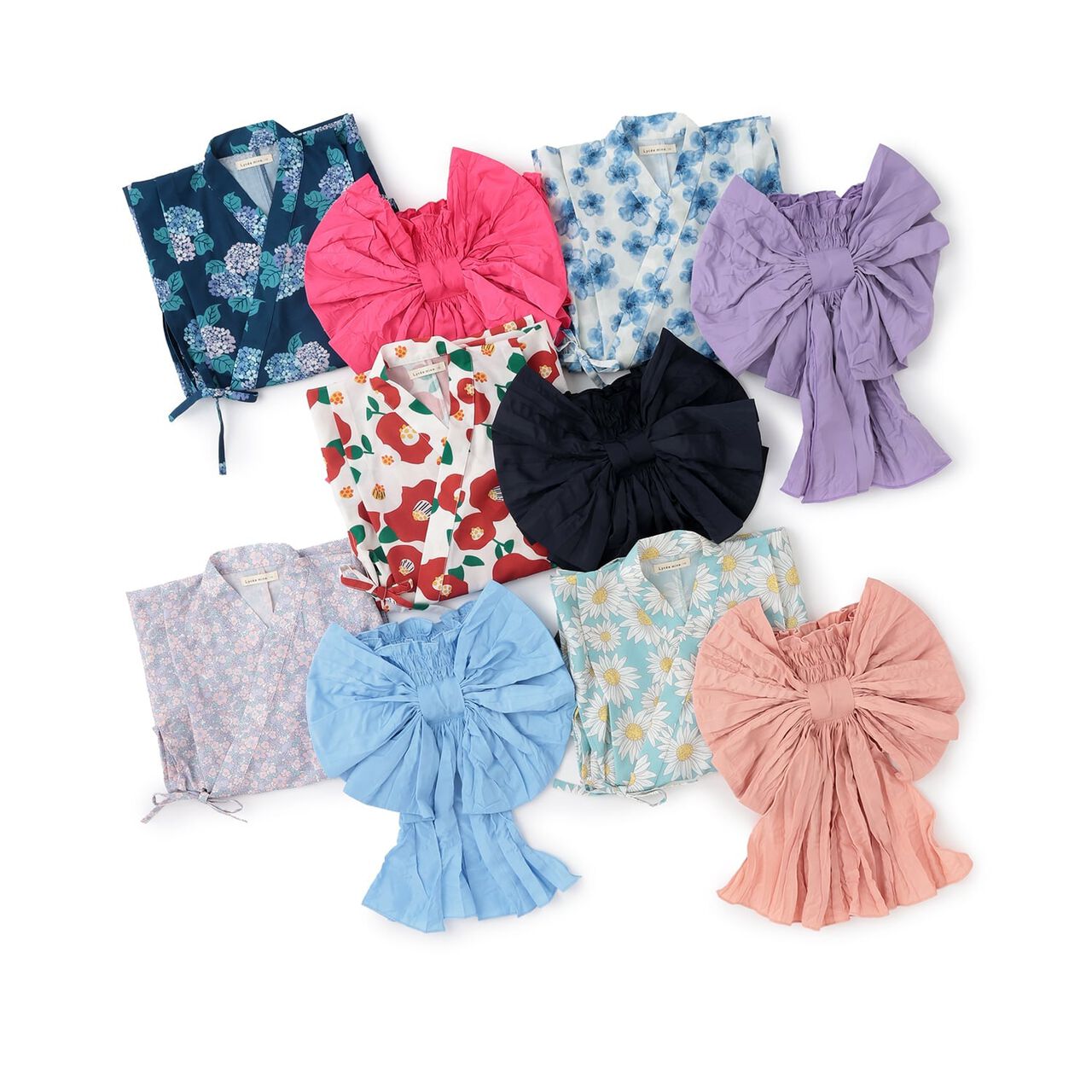 [Easy Wear♪] [Cool Touch] 4-Way Separate Yukata with Obi (OHANA) [Kids Girls],Coral red, large image number 19