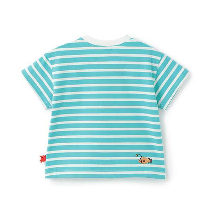 Deep Sea Embroidery Stripe Short Sleeve T-Shirt,Royal blue, medium image number 1