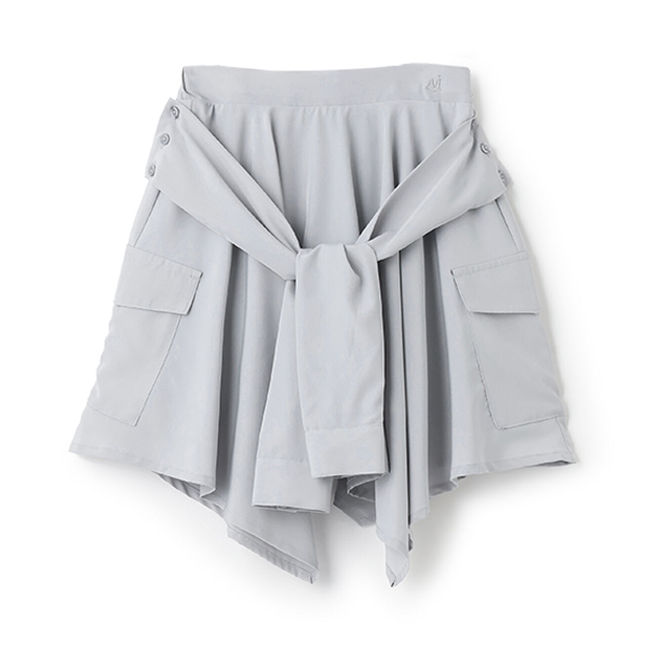 [AMI] Waist Wrap Shirt Style Skirt with Shorts,Light gray, large image number 10