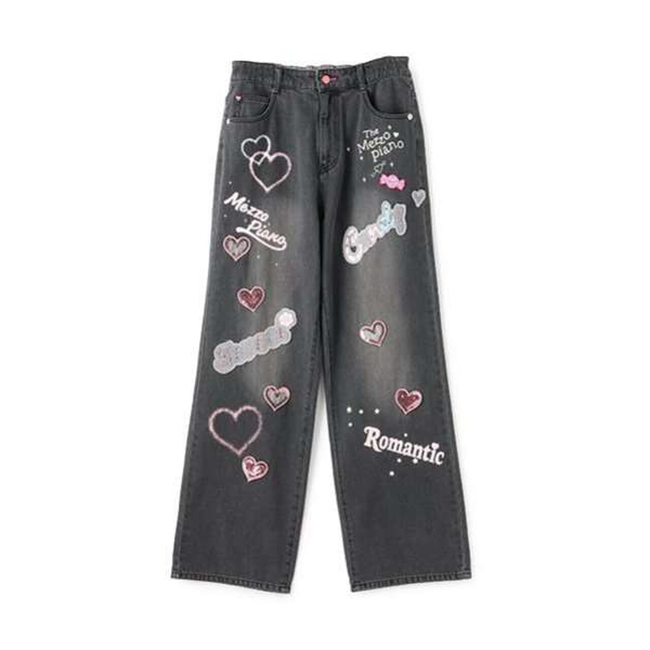 Reissue ♪ Decorative Wide Denim Pants,Black, large image number 13