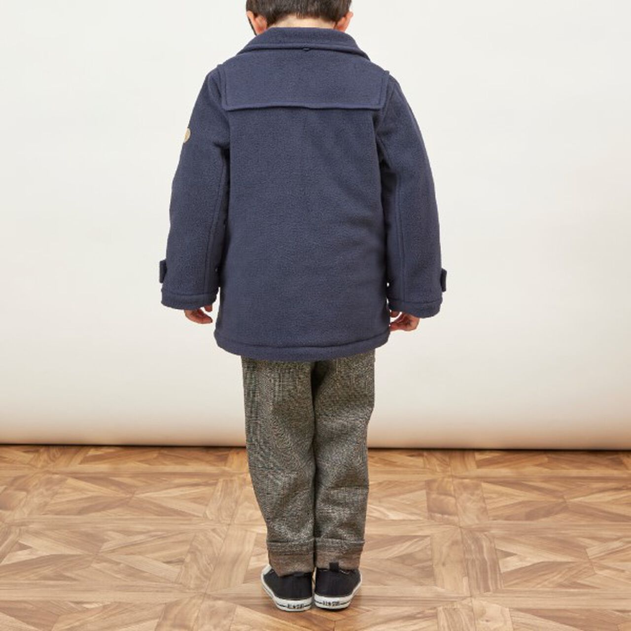 KP Boy Fleece Checkered Duffle Coat [90-130],Navy, large image number 13