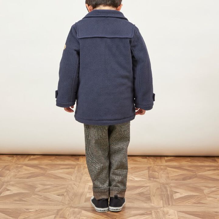 KP Boy Fleece Checkered Duffle Coat [90-130],Navy, medium image number 13