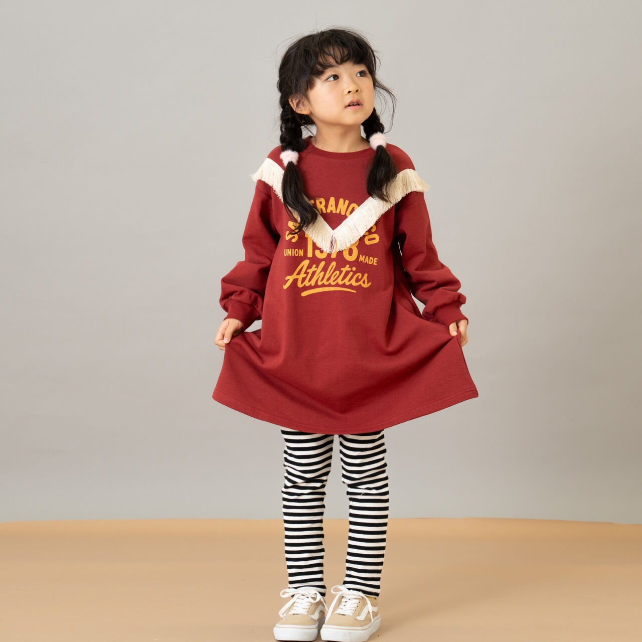 [365D.] Anti-Stain Stripe Jersey Knit Leggings,Salmon pink, large image number 4