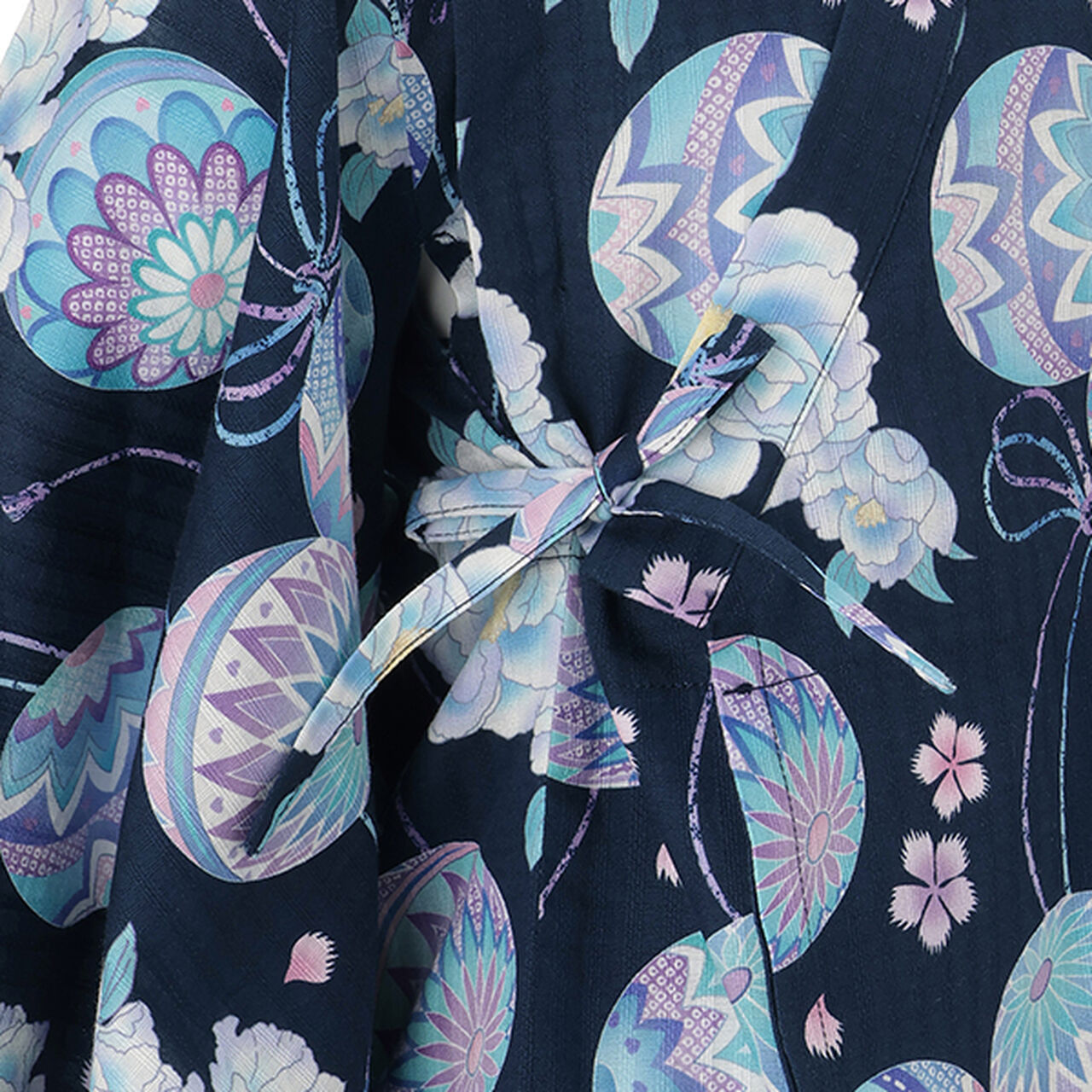 Temari Flower Pattern Yukata,Navy, large image number 2