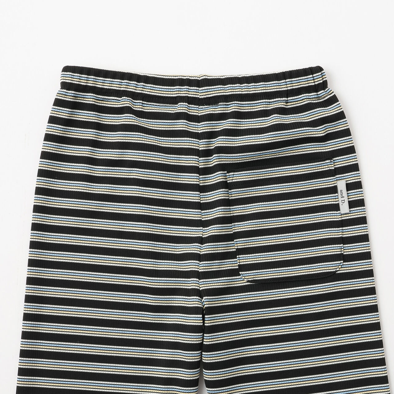 [365D] Rib Stripe Pattern 6-Length Leggings,Black, large image number 4