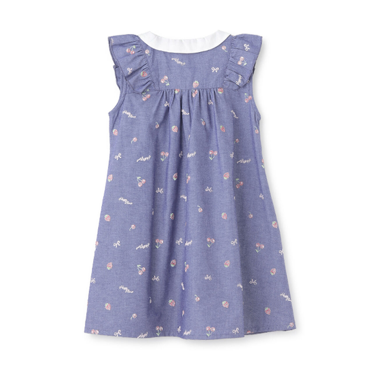 Little Fruit Off-Shoulder Dungaree,Navy, large image number 1