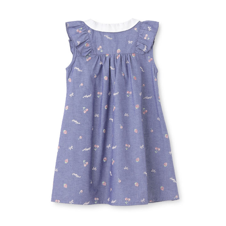 Little Fruit Off-Shoulder Dungaree,Navy, medium image number 1