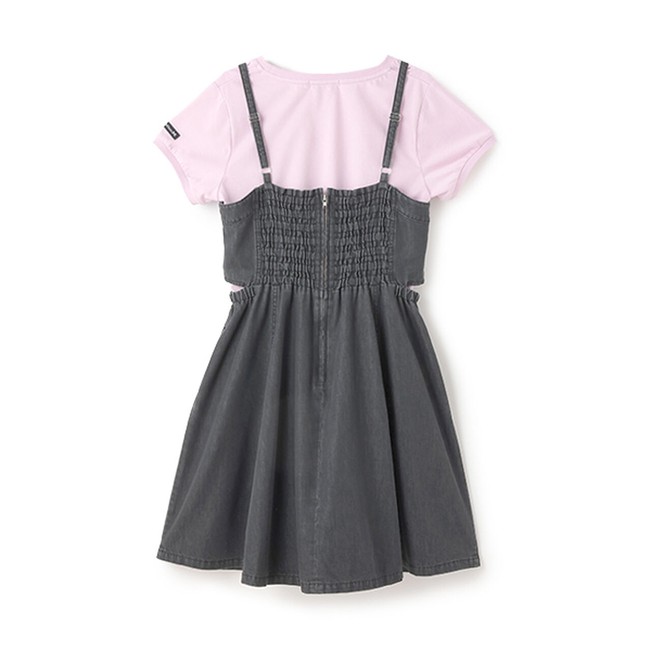 [Cool Touch] Side Slit Lace-Up Jumper Skirt Set,Blue, large image number 1