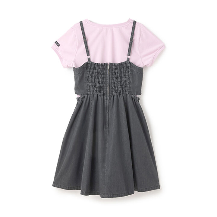 [Cool Touch] Side Slit Lace-Up Jumper Skirt Set,Blue, medium image number 1