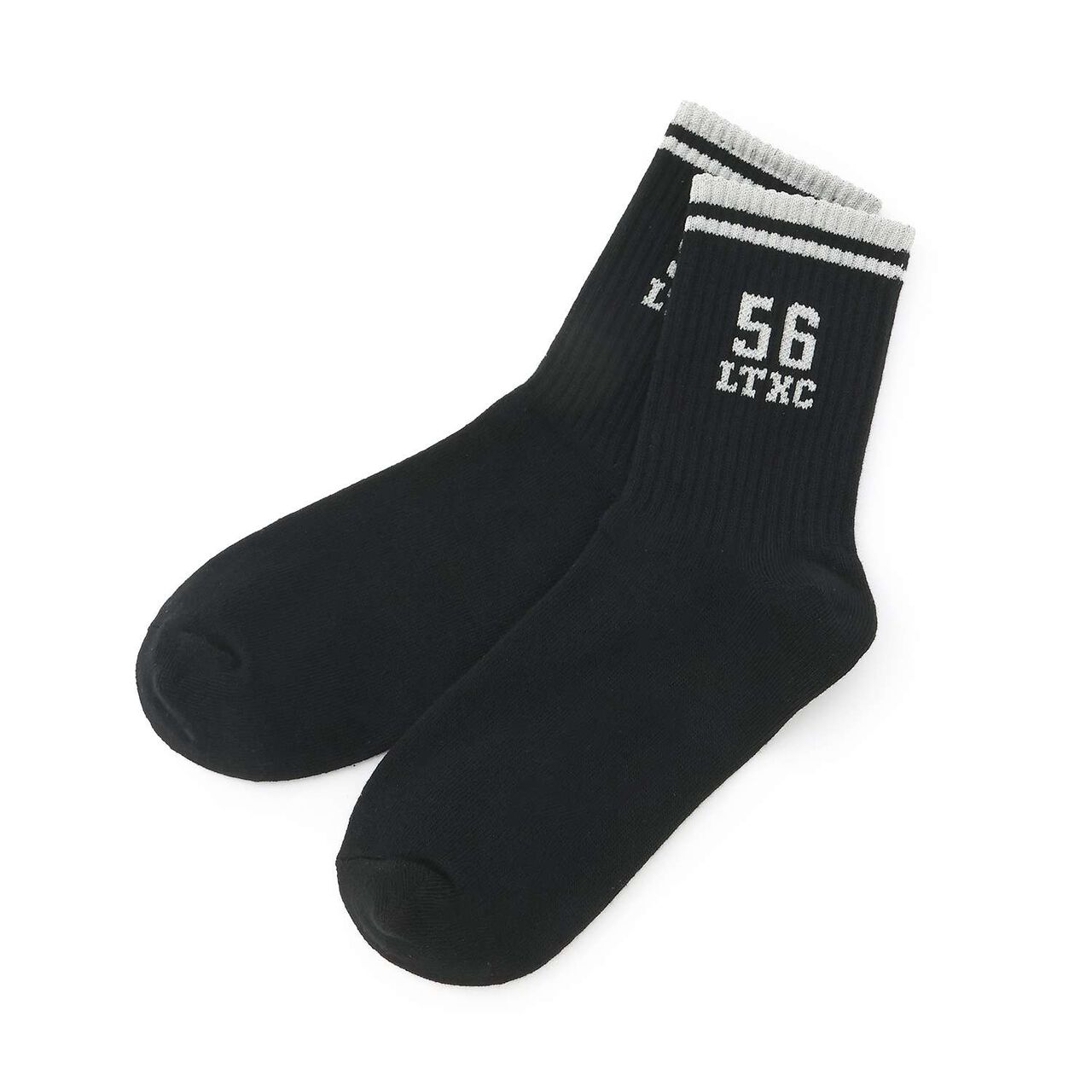 [LTXC] Number Lame Crew Socks,Black, large image number 0