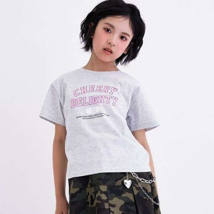 [Daily Price] 100% Cotton College Print Short Sleeve T-Shirt,Off white, medium image number 3
