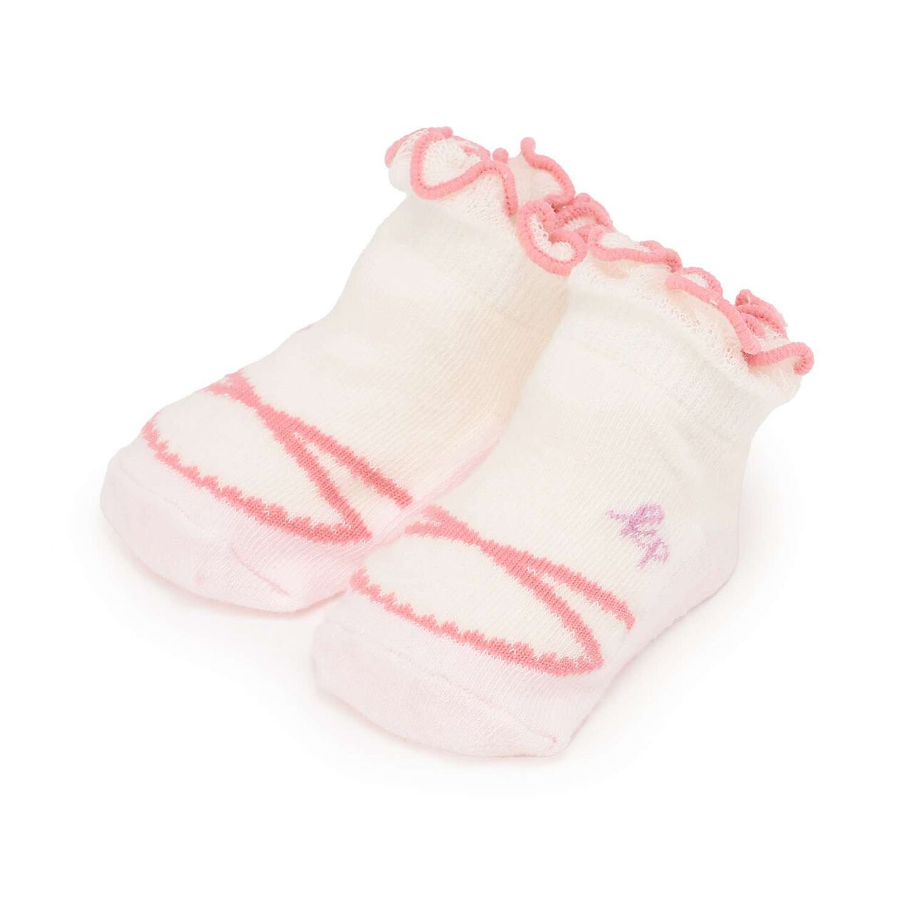 Shoe Pattern Newborn Socks,Pink, large image number 0
