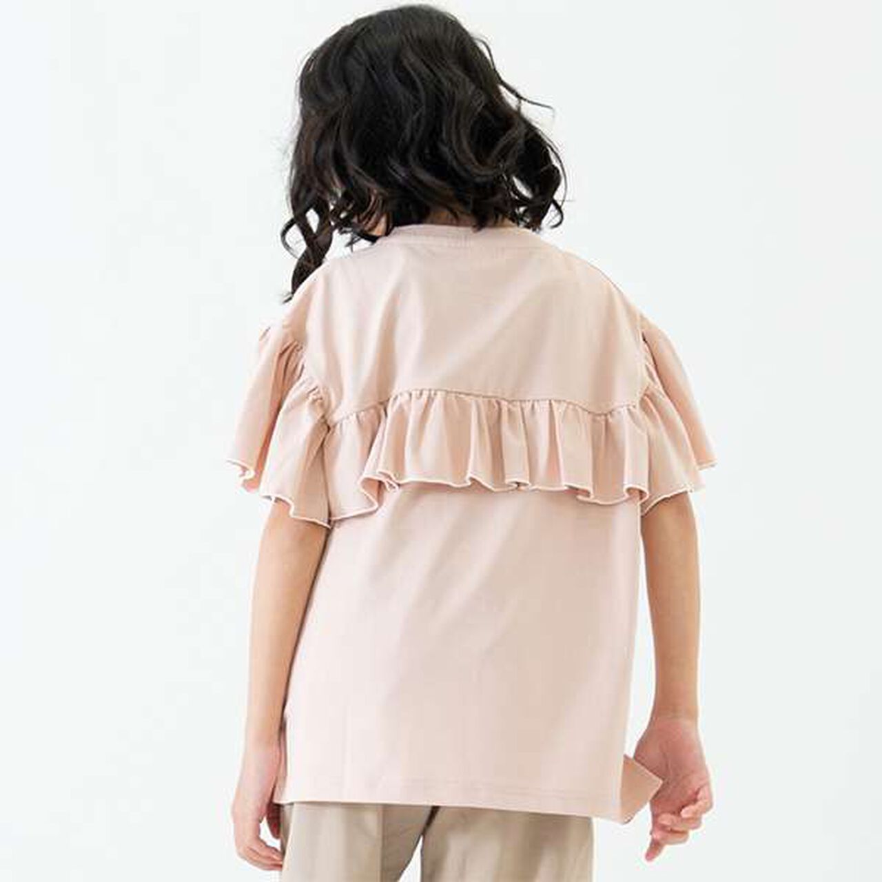 [Amphibious] Short-Sleeve Frill Pullover,Charcoal gray, large image number 5