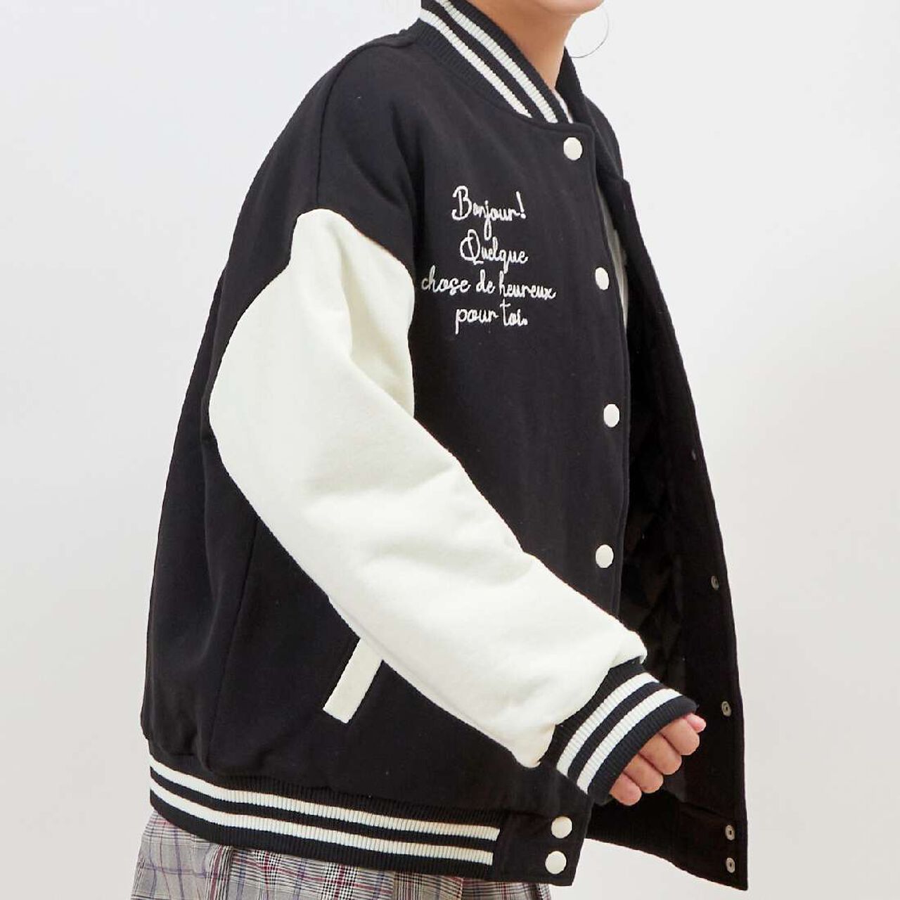 Troislapins Rabbit Patch Varsity Jacket (140-160),Beige, large image number 14