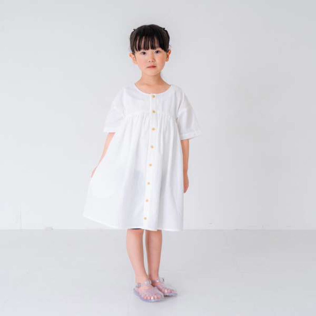 Boiled Gathered One-Piece Dress,Off white, large image number 0