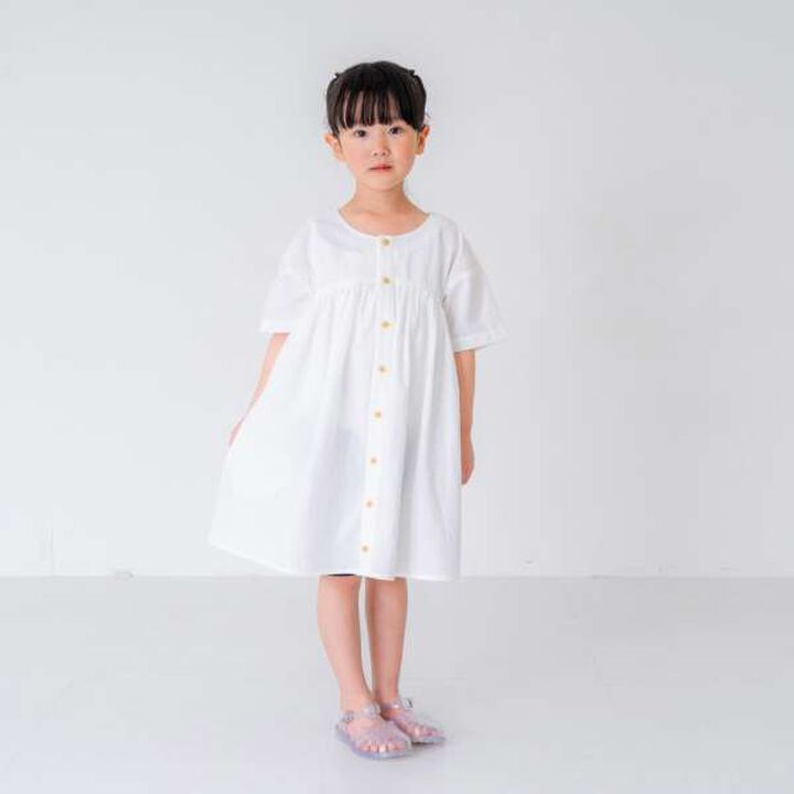 Boiled Gathered One-Piece Dress,Off white, medium image number 0