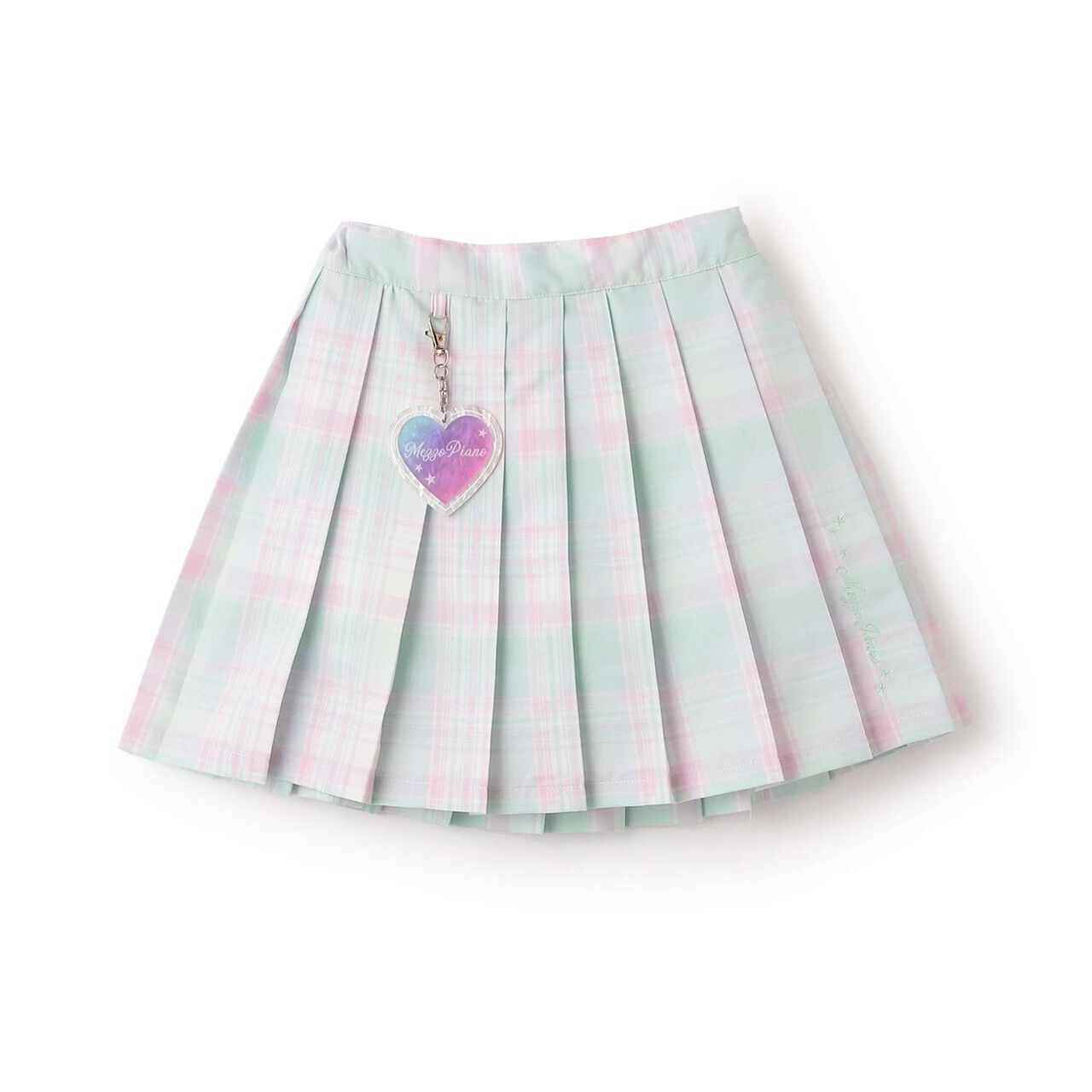 [Restock] Charm-Detail Check Pleated Skirt-Pants,Mint, large image number 0