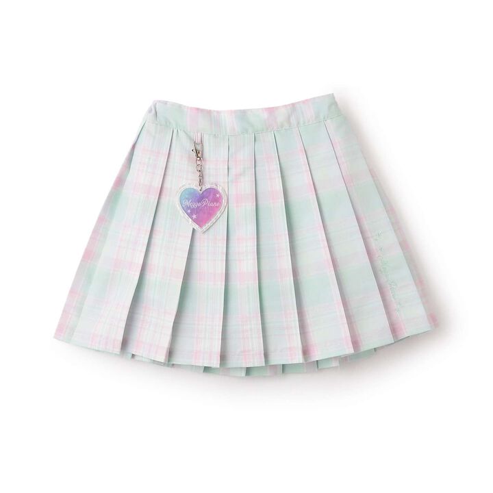 [Restock] Charm-Detail Check Pleated Skirt-Pants,Mint, medium image number 0