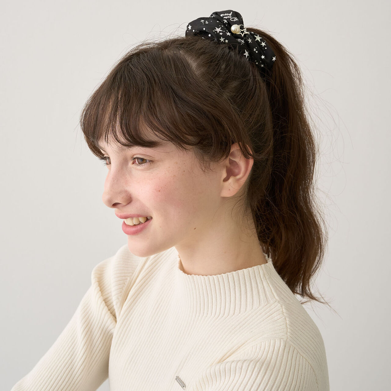 Star All-Over Print Scrunchie,Black, large image number 2