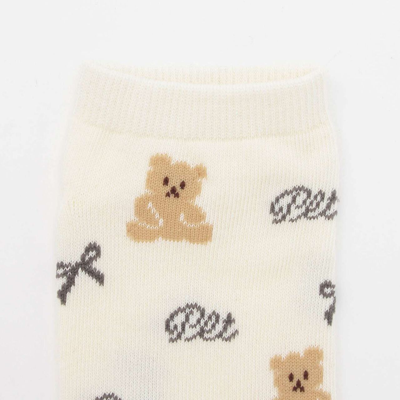 [3-Pair Set] Bear Ankle Socks,White, large image number 1