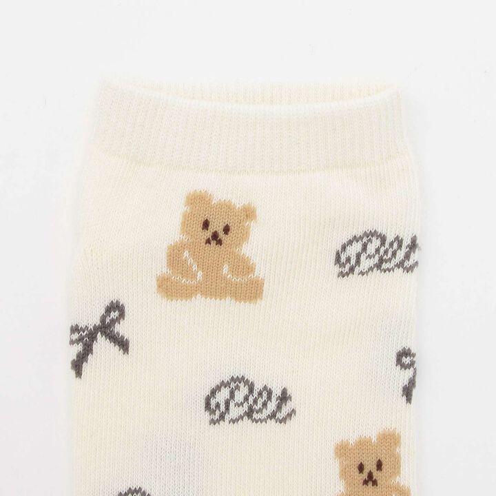 [3-Pair Set] Bear Ankle Socks,White, medium image number 1