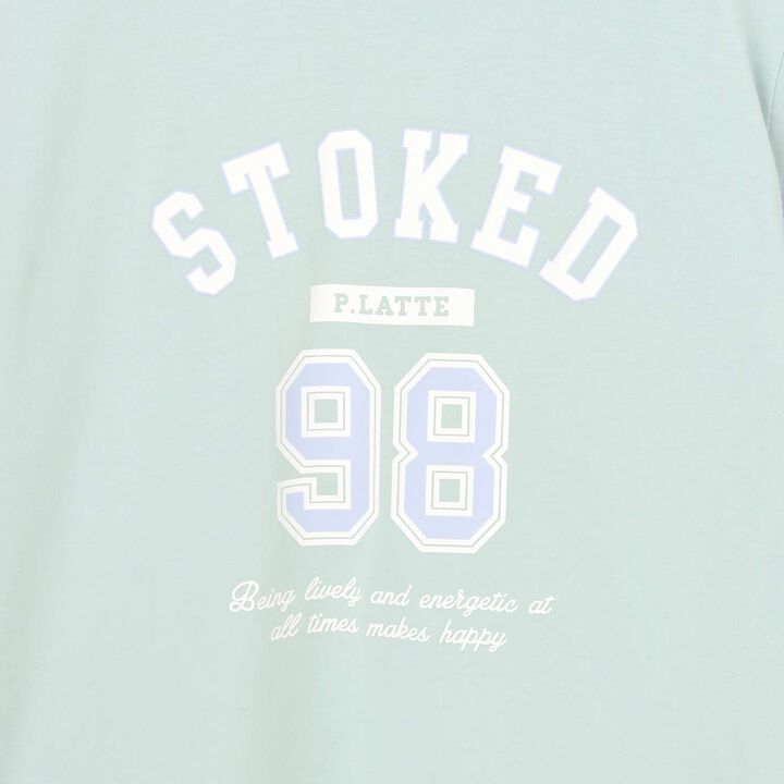 Tulle Sleeve Color Block Numbered Short Sleeve T-Shirt,Emerald green, medium image number 3