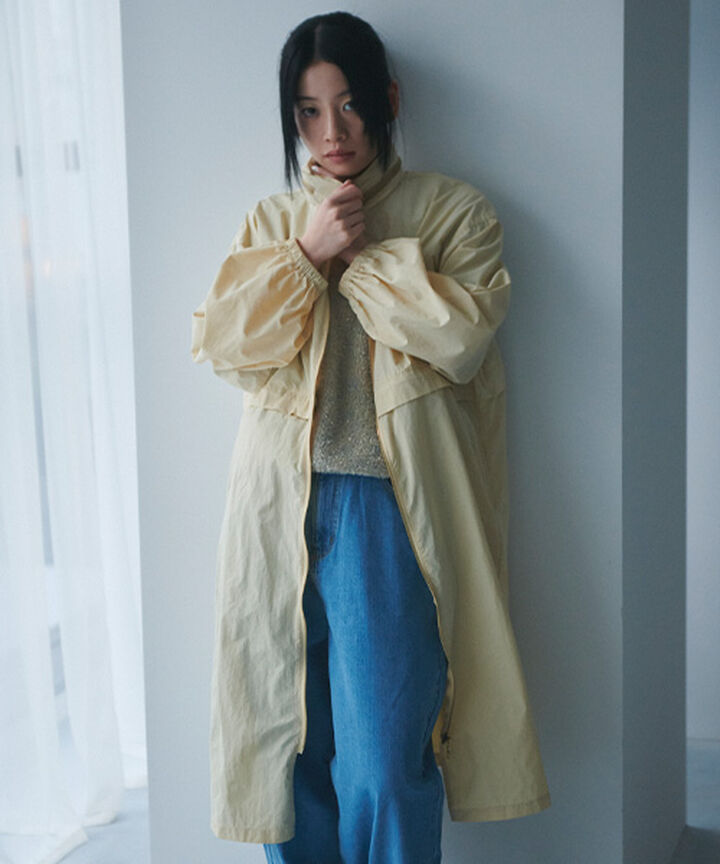 Drawstring Long Coat,Black, medium image number 15