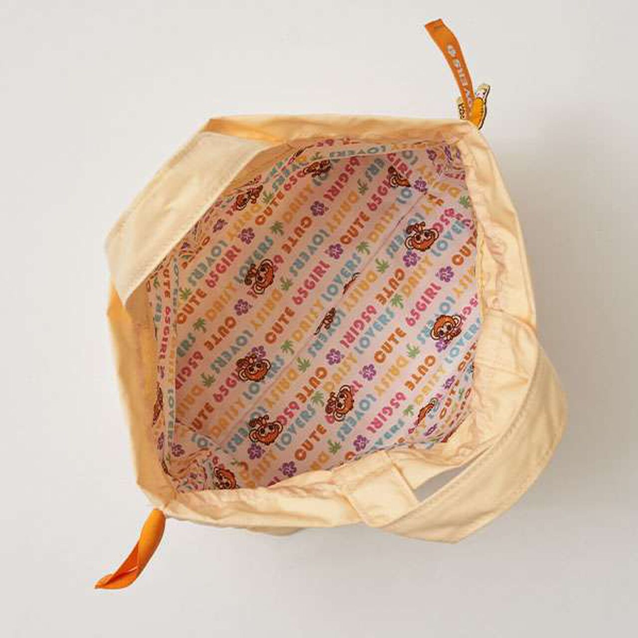 Lucky All-Over Pattern Embroidered Drawstring Tote,Orange, large image number 4