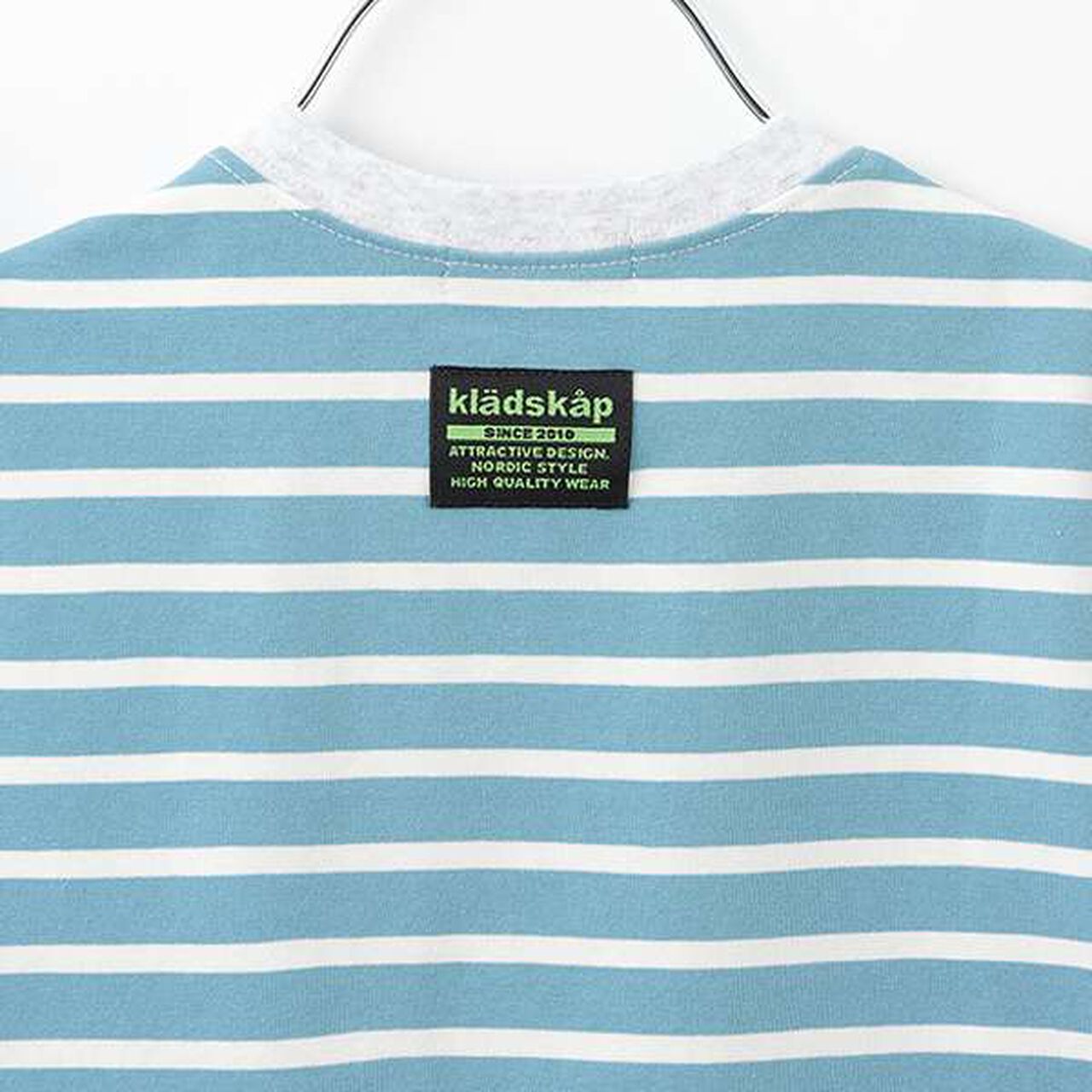 Robot Pocket Stripe Pattern Short Sleeve T-Shirt,Smoke white, large image number 8