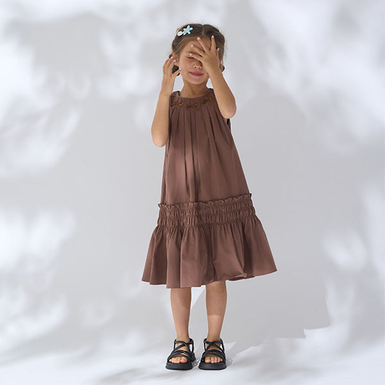 Shirred Tiered One-Piece Dress,Off white, large image number 27