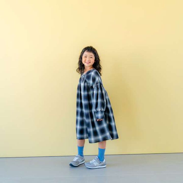 [Link] Ombre Check Volume Mini Dress,Black, medium image number 18