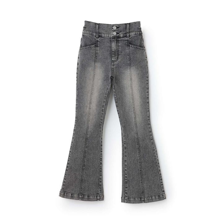 Stretch Style-Up Flare Denim Pants,Sax blue, medium image number 11