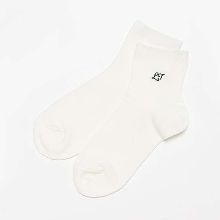 Ribbed Embroidered School Socks,Off white, medium image number 7