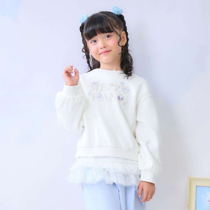 Rhinestone Logo Sweatshirt & Tulle Hem T-Shirt Set,, medium