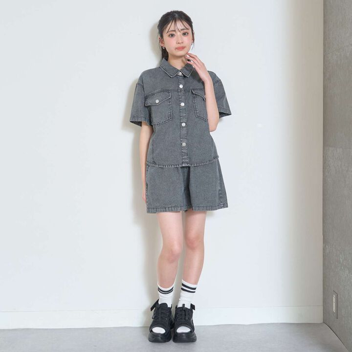 [LTXC/Cool Touch] Denim Shirt Outfit Set,Navy, medium image number 4