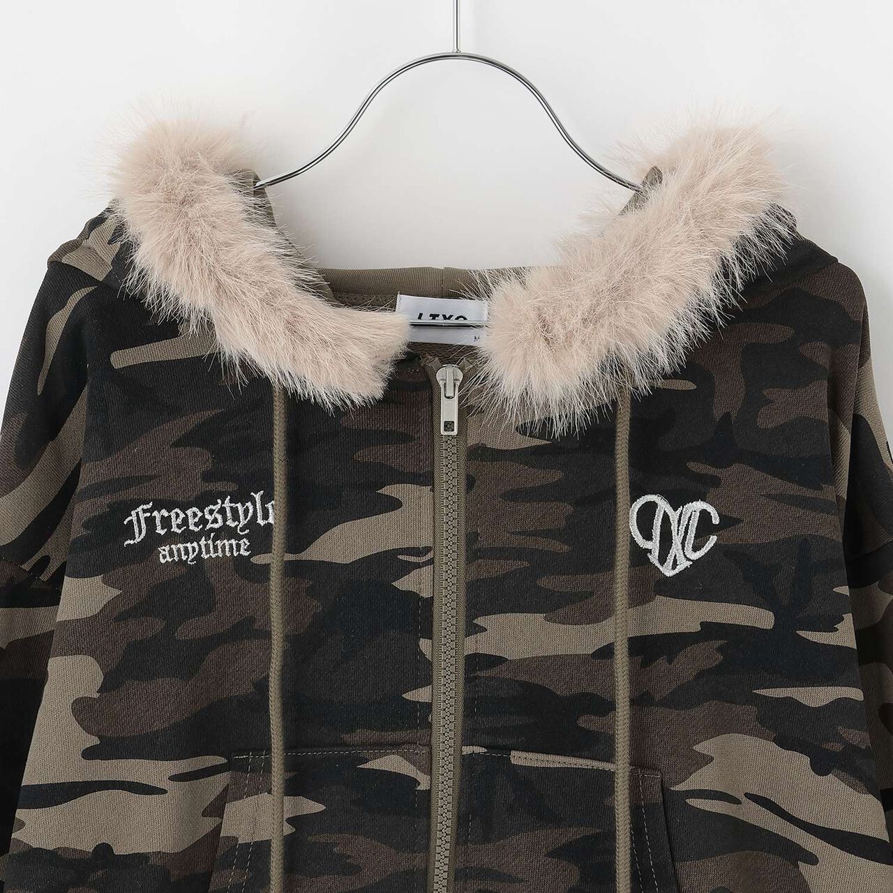 [LTXC] Fur-Trimmed Zip Hoodie,Khaki, large image number 16