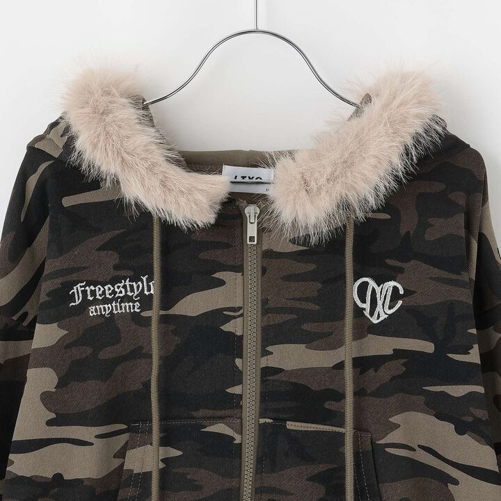 [LTXC] Fur-Trimmed Zip Hoodie,Khaki, medium image number 16