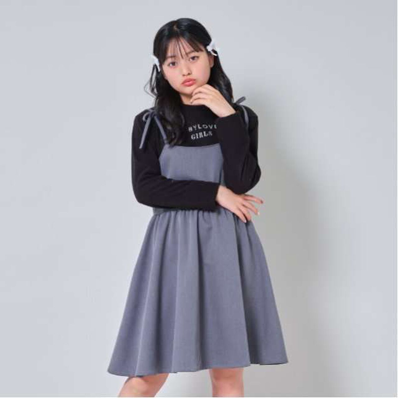 TR Jumper Skirt T-Shirt Set,Black, large image number 18