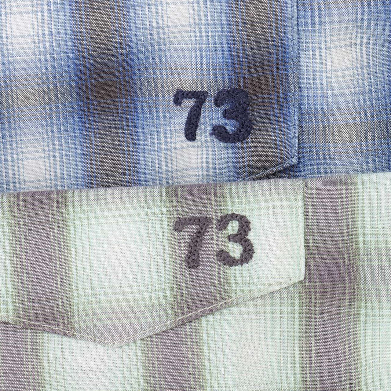 Ombre Checkered Short-Sleeve Shirt,Khaki, large image number 5