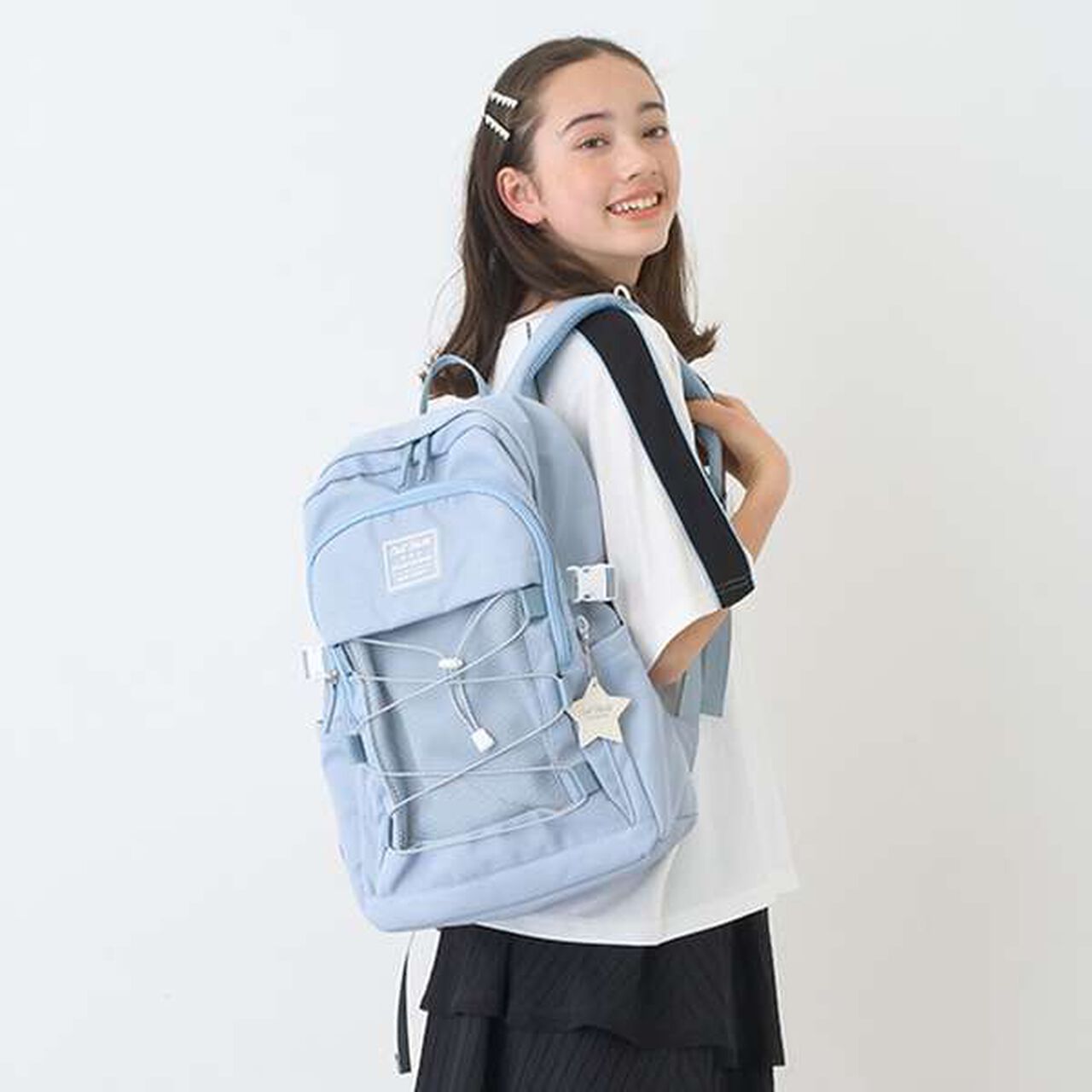 Casual Backpack with Charm,Black, large image number 24