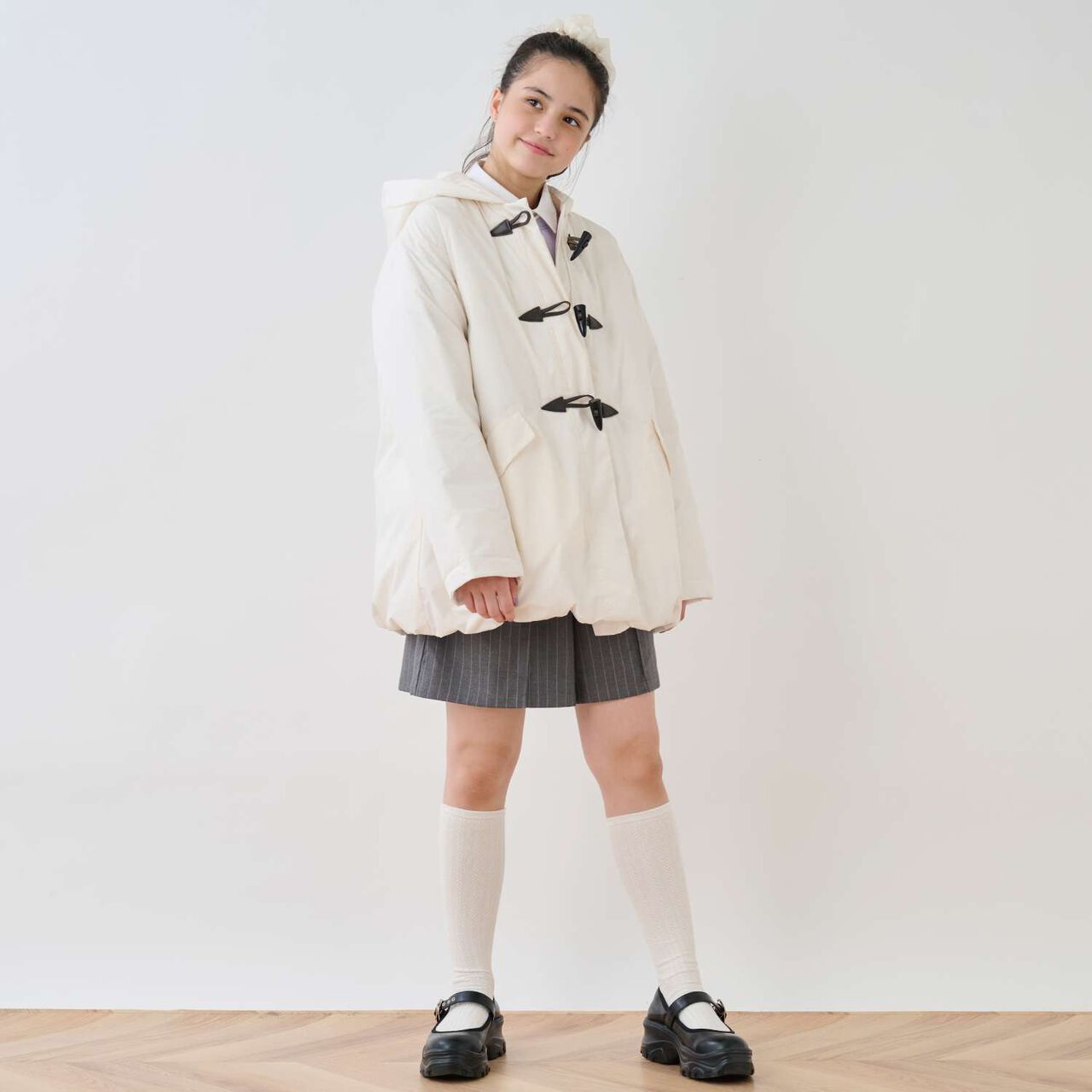 Water-Repellent Fiber Fill Duffle Coat,Off white, large image number 15