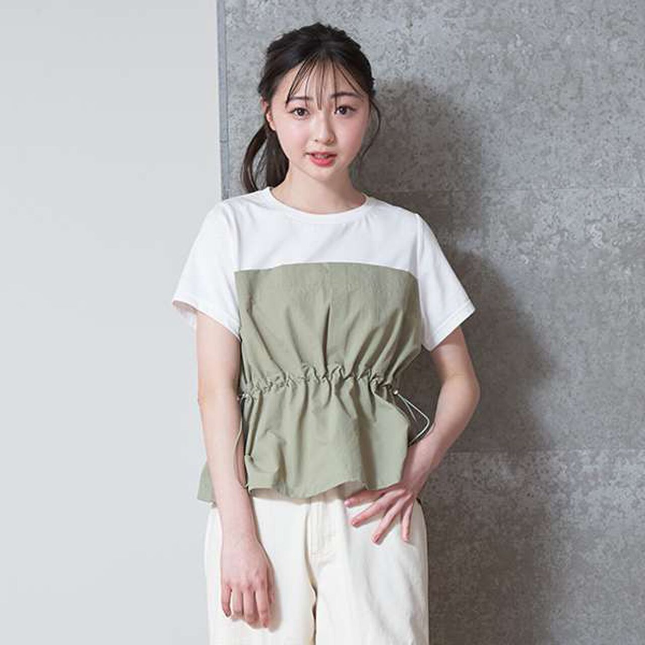 Layered Peplum Half T-Shirt,Black, large image number 12