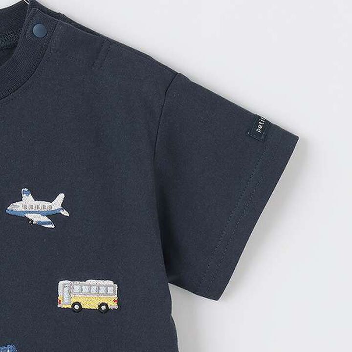 [Cool Touch] Working Vehicles Embroidered Short Sleeve T-Shirt,Charcoal gray, medium image number 3